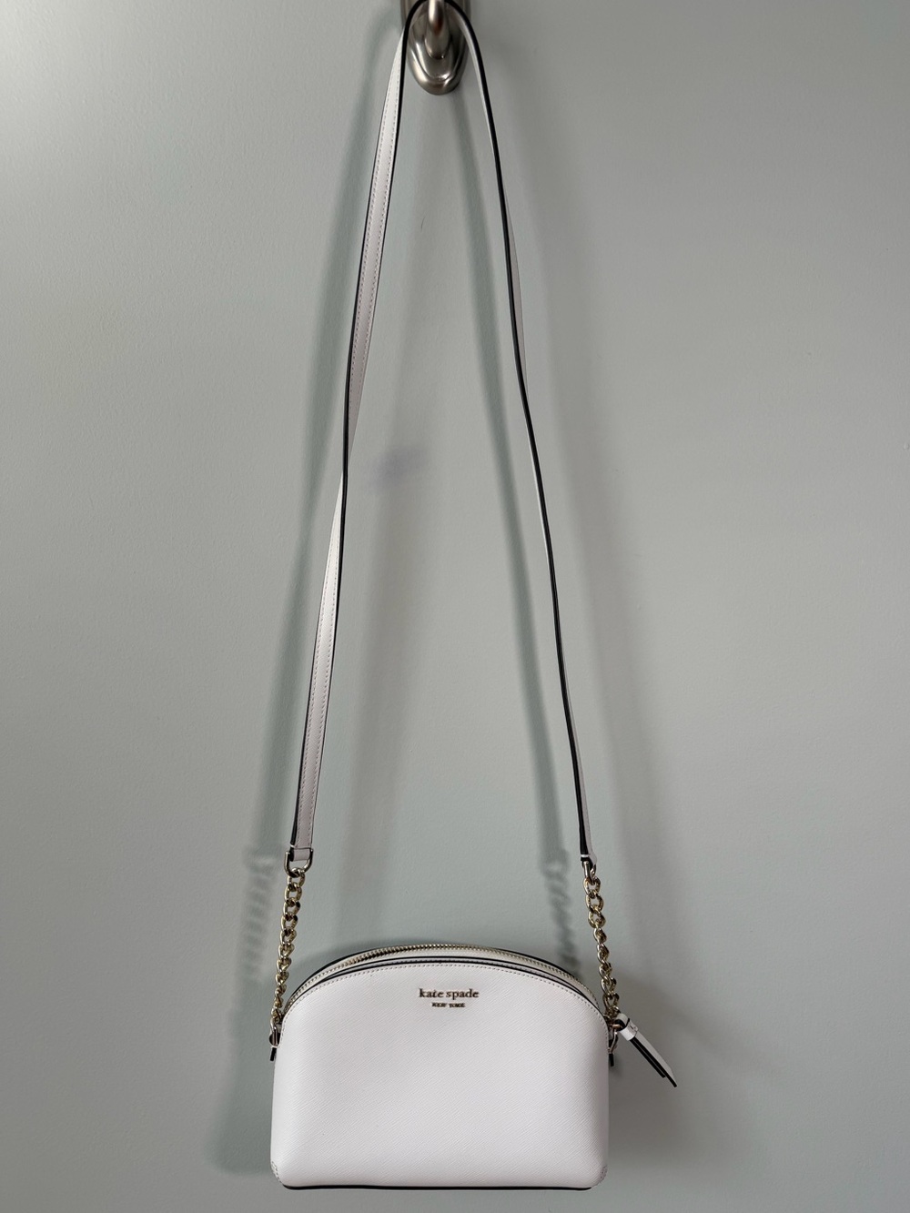 kate spade White Dome Crossbody with Gold Details